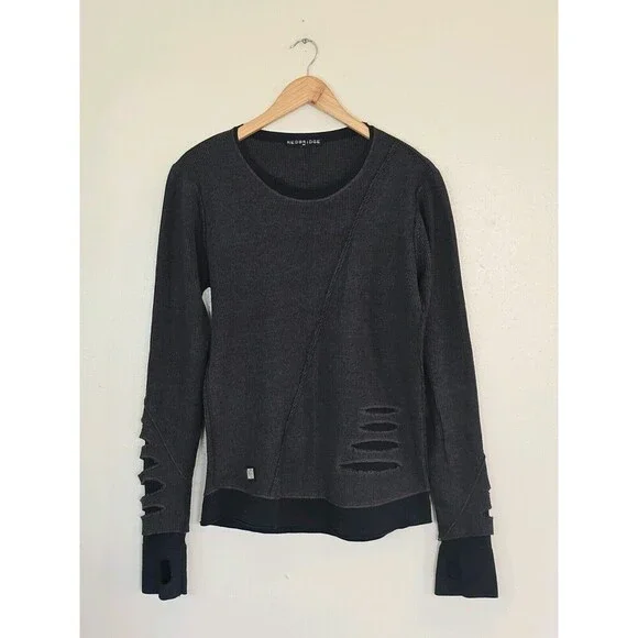RedBridge Men Ripped Layers Longsleeve Sweatshirt Anthracite Size Medium Black - Picture 2 of 13